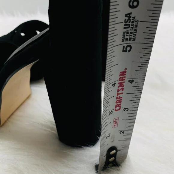 GOOD AMERICAN Suede Square Toe Platform Chunky Heels GA159K-E Black Sz 6  NEW - Picture 5 of 5